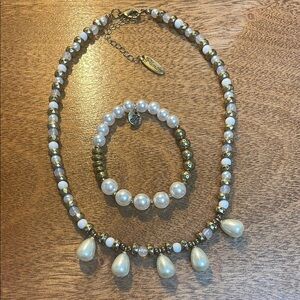 Plunder Design Jewelry Beaded faux Pearl Pendant necklace and bracelet